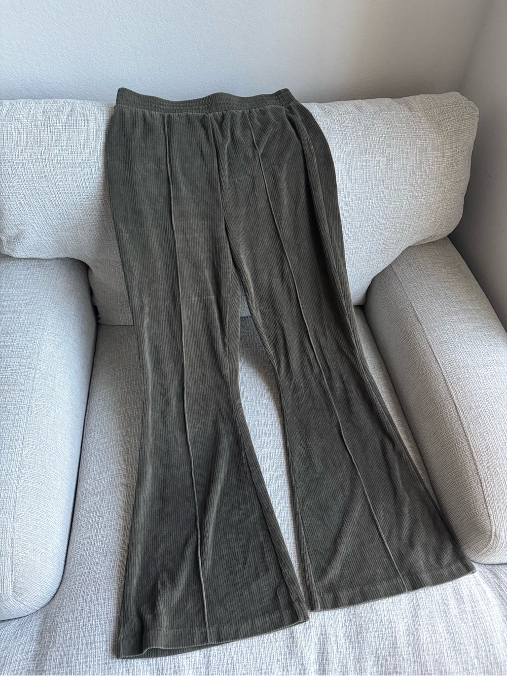 aerie Olive Corduroy Flare Pants